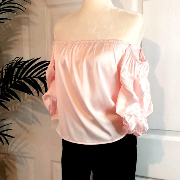 Rosé Babe Satin Pink Top - Picture 9 of 11